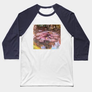 Pink Waterlilies by Claude Monet Baseball T-Shirt